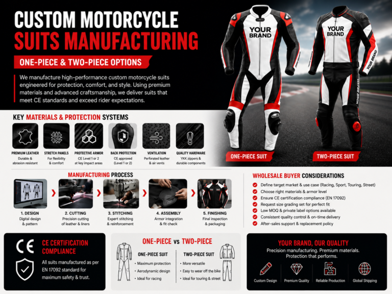 Custom Motorcycle Suits Manufacturing: One-Piece & Two-Piece Options