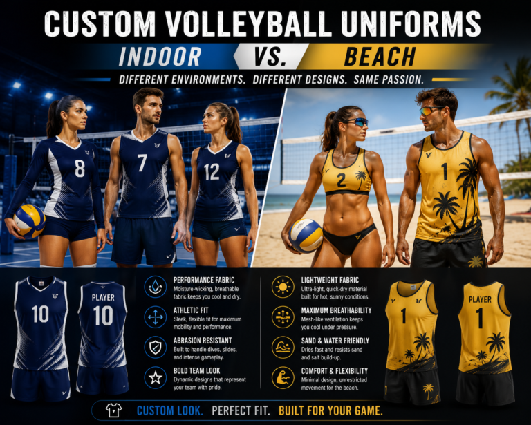 Custom Volleyball Uniforms: Indoor vs. Beach Design