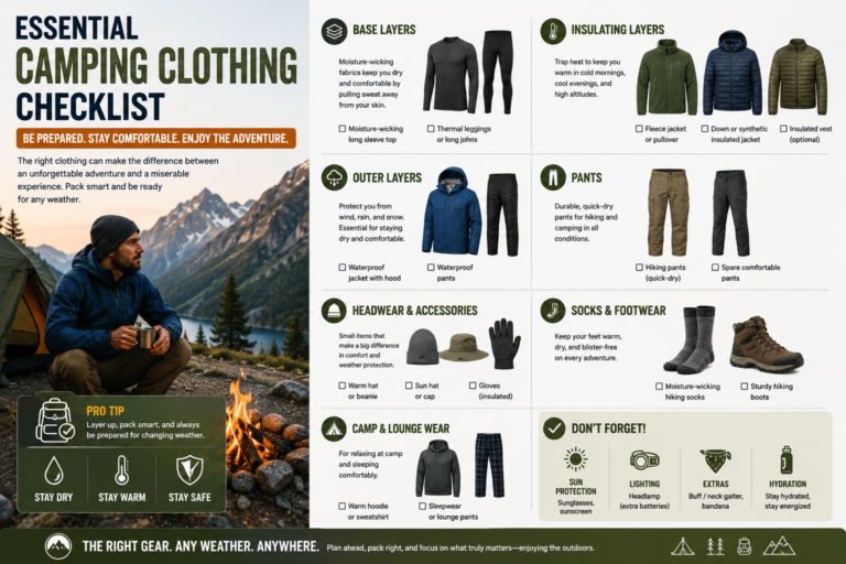 Essential Camping Clothing Checklist for Outdoor Adventures