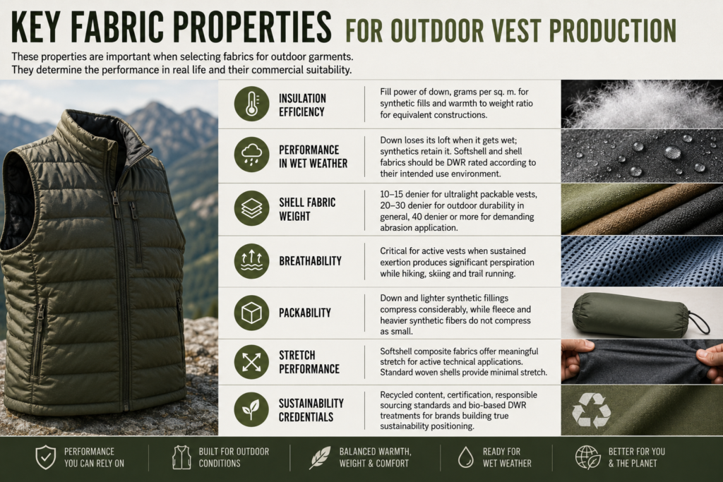 Fabric properties for outdoor vests