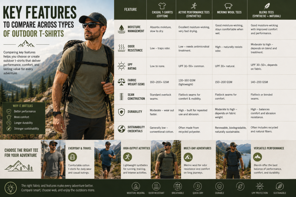 Key Features to Compare Across Types of Outdoor T Shirts