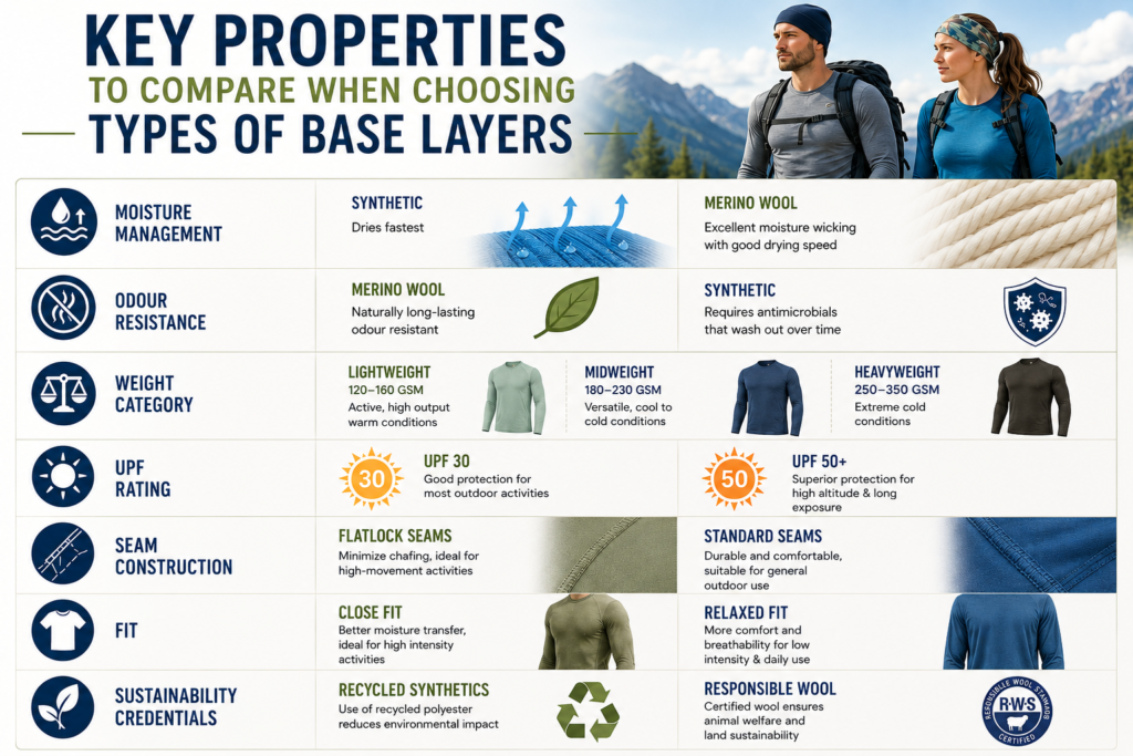 Key base layer properties comparison guide
