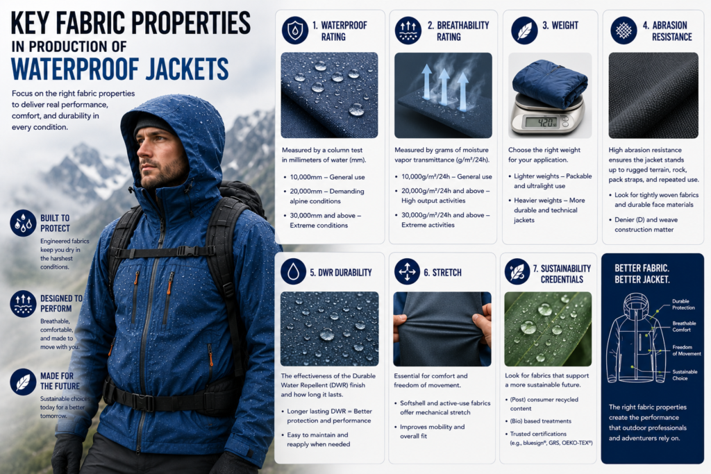 Key fabric properties for waterproof jackets