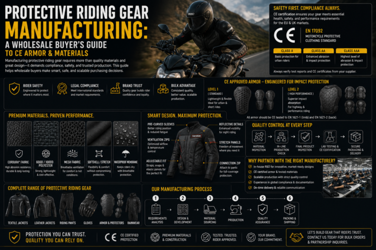 Protective Riding Gear Manufacturing: A Wholesale Buyer’s Guide to CE Armor & Materials