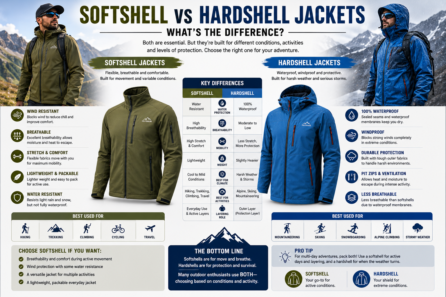 Softshell vs Hardshell Jackets: What’s the Difference?