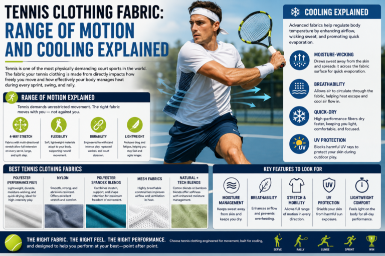 Tennis Clothing Fabric: Range of Motion and Cooling Explained