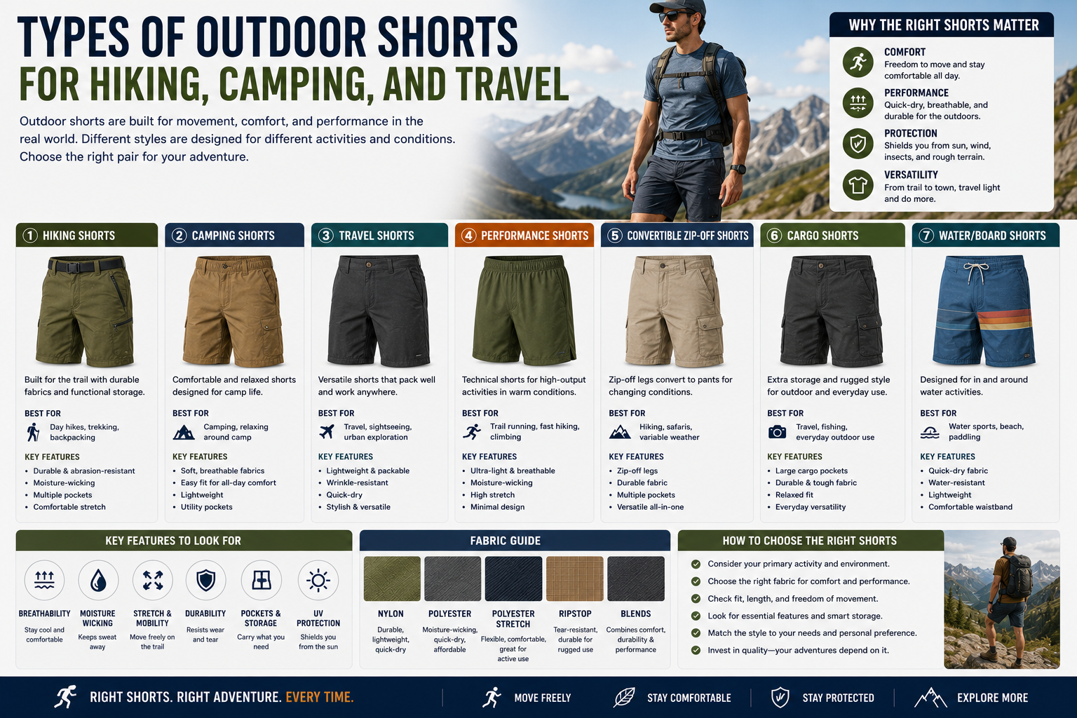 Types of Outdoor Shorts for Hiking, Camping, and Travel