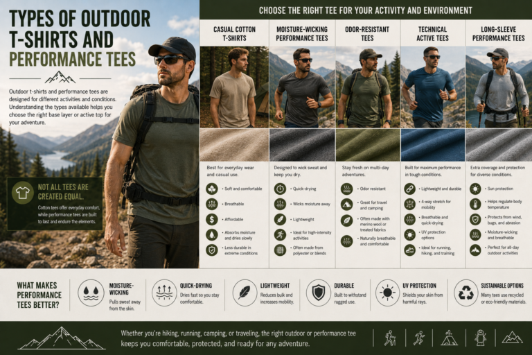 Types of Outdoor T-Shirts and Performance Tees