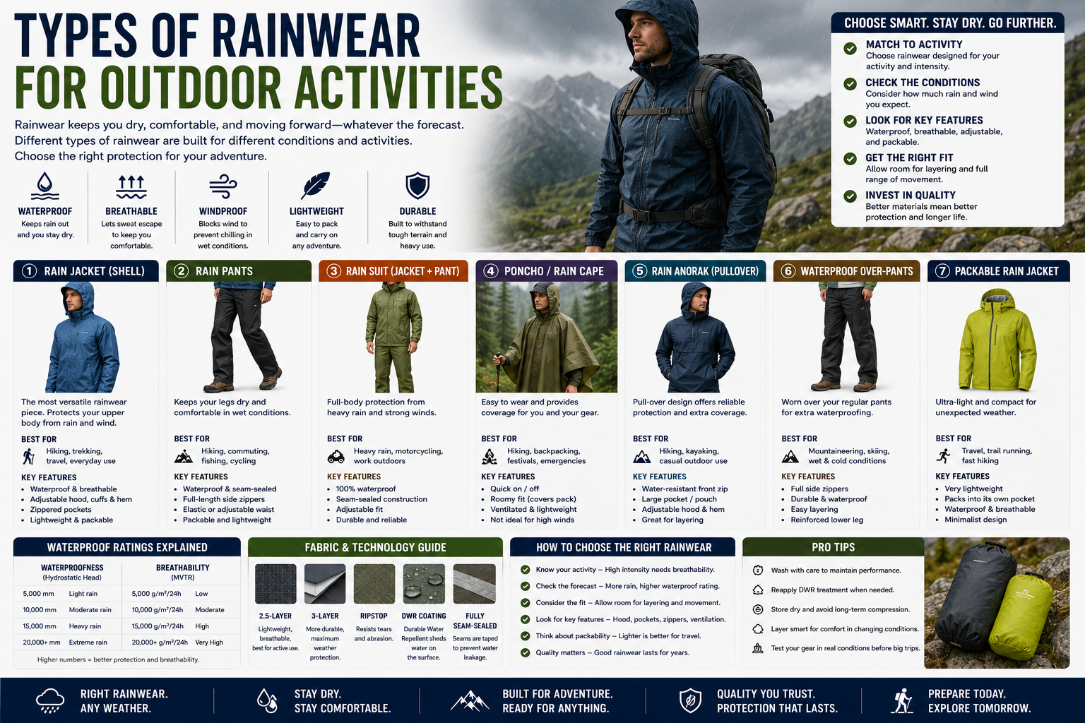 Types of Rainwear for Outdoor Activities