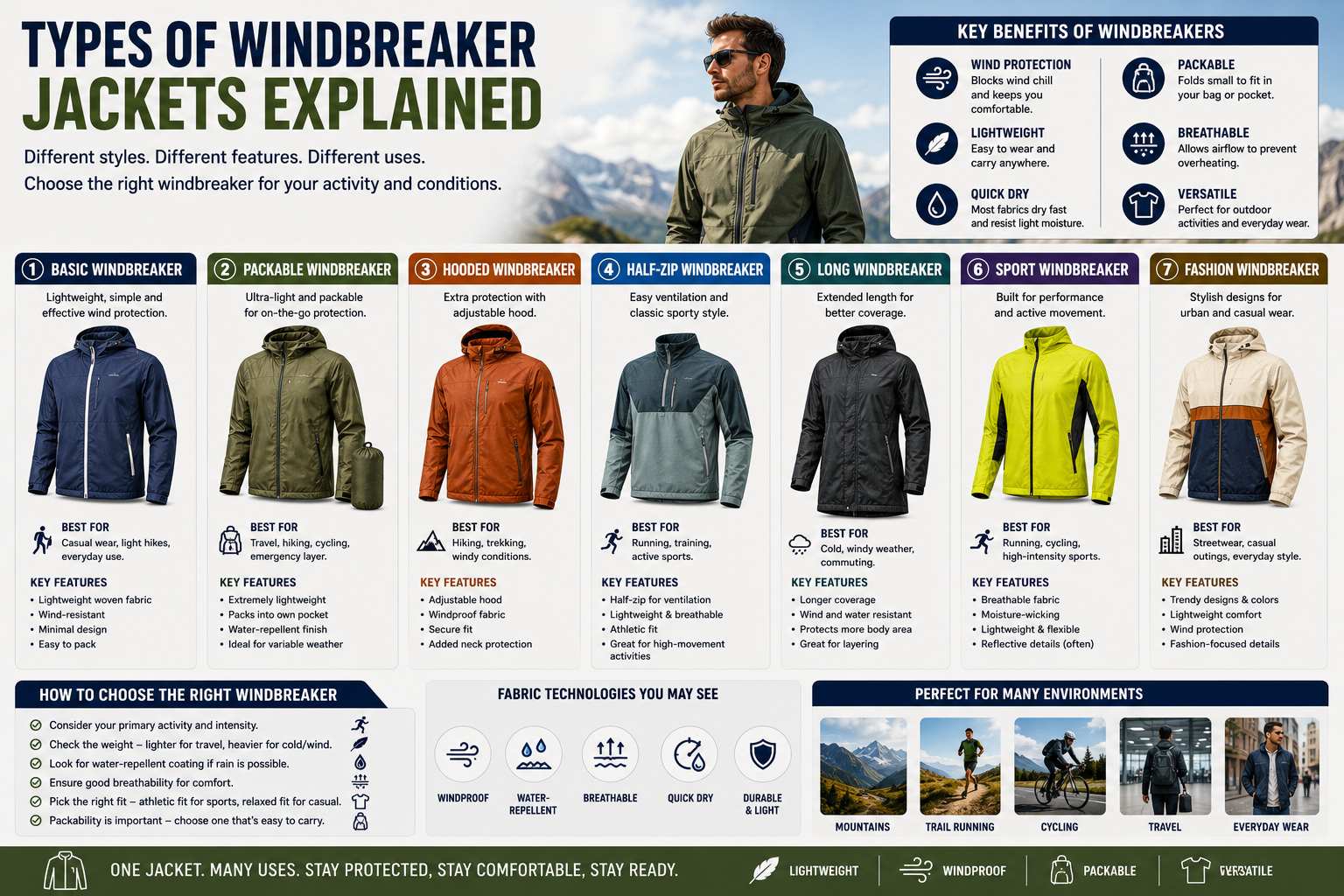 Types of Windbreaker Jackets Explained