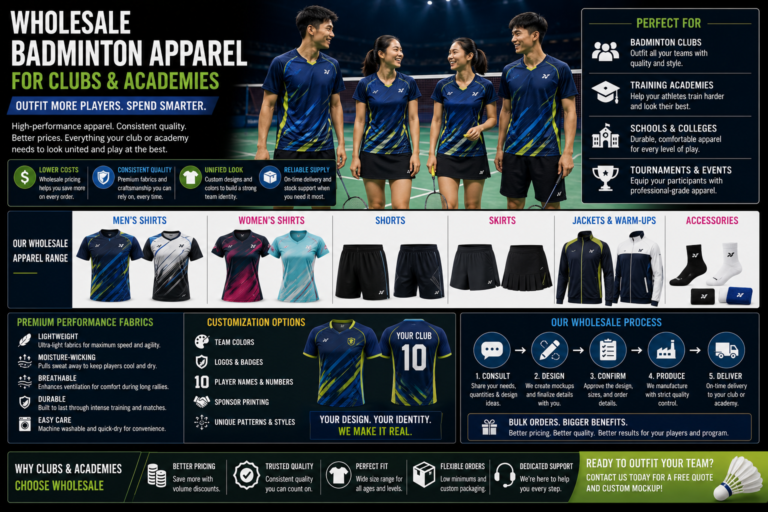 Wholesale Badminton Apparel for Clubs and Academies