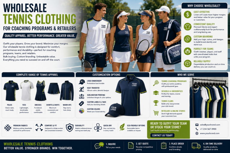 Wholesale Tennis Clothing for Coaching Programs and Retailers