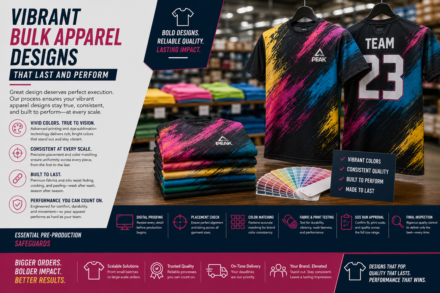 Vibrant Bulk Apparel Designs That Last and Perform