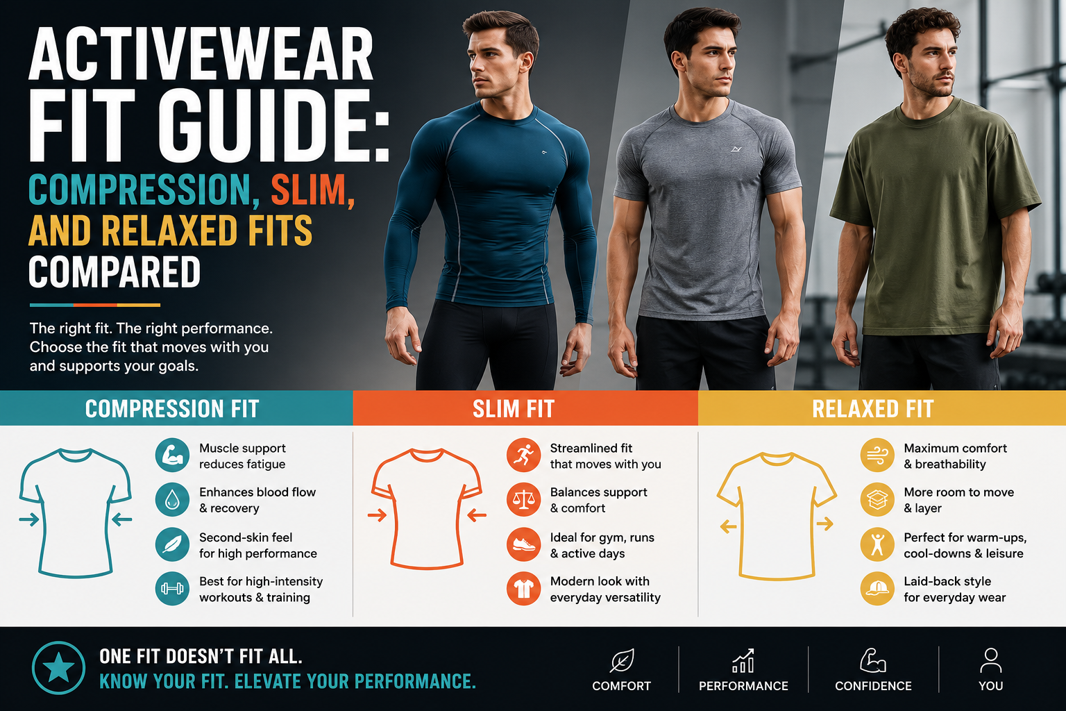 Activewear Fit Guide: Compression, Slim, and Relaxed Fits Compared