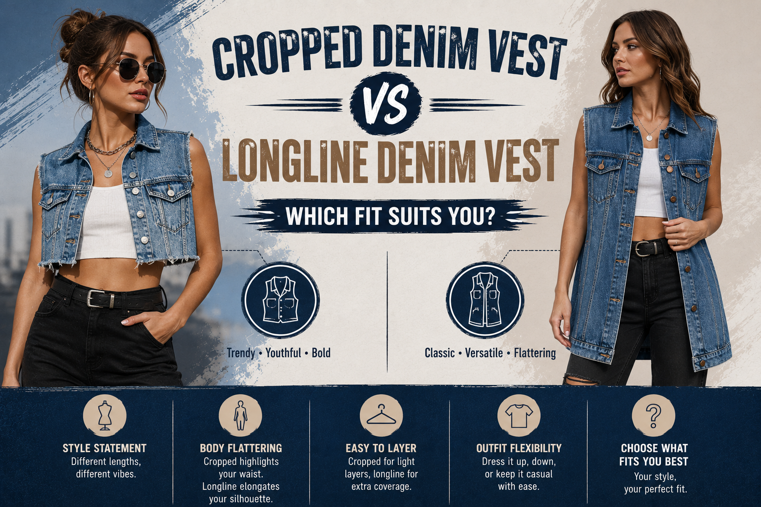 Cropped Denim Vest vs Longline Denim Vest: Which Fit Suits You?