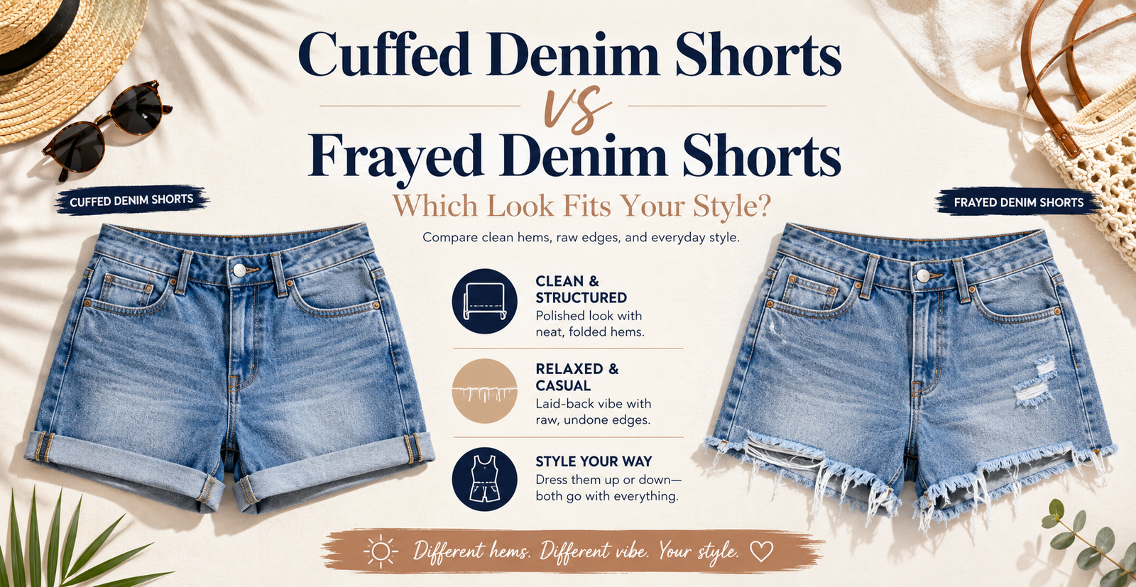 Cuffed Denim Shorts vs Frayed Denim Shorts: Which Look Fits Your Style?