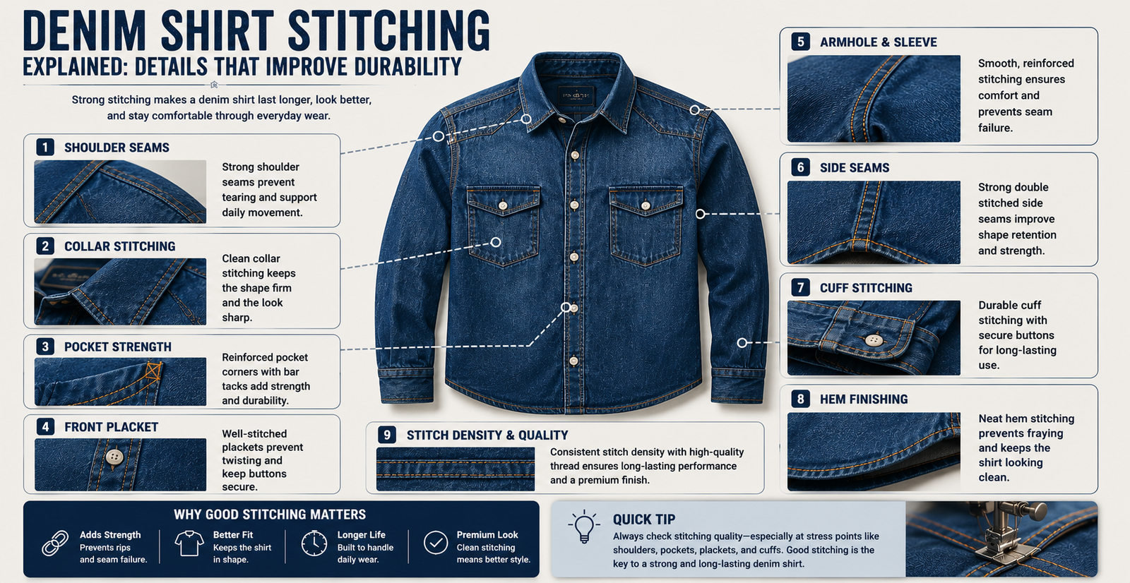 Denim Shirt Stitching Explained: Details That Improve Durability
