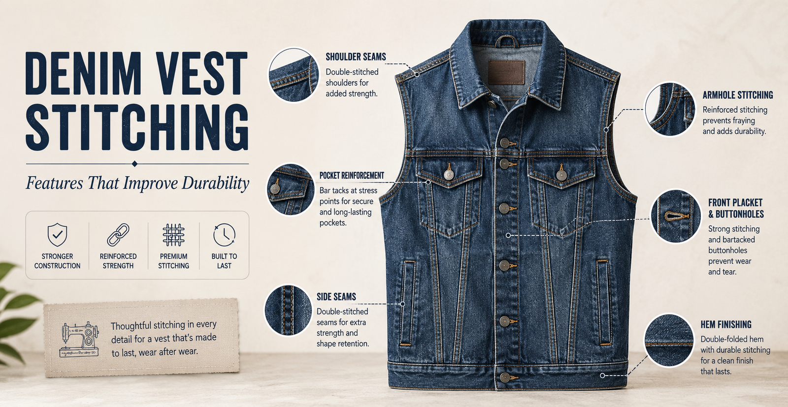 Denim Vest Stitching Explained: Features That Improve Durability