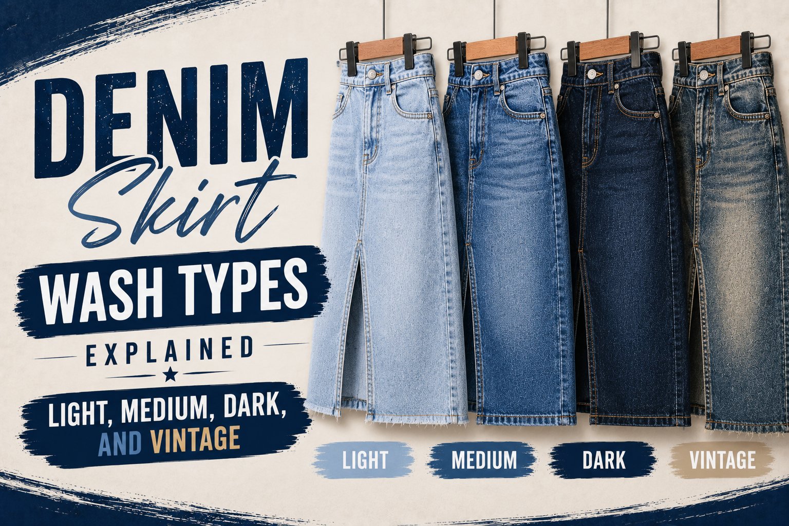 Denim Skirt Wash Types Explained: Light, Medium, Dark, and Vintage