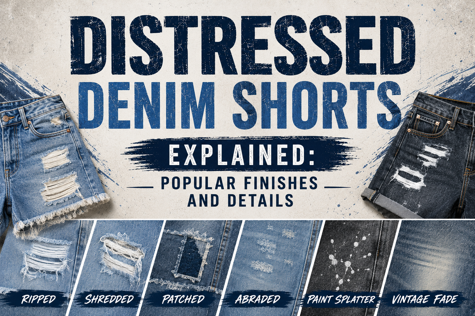 Distressed Denim Shorts Explained: Popular Finishes and Details