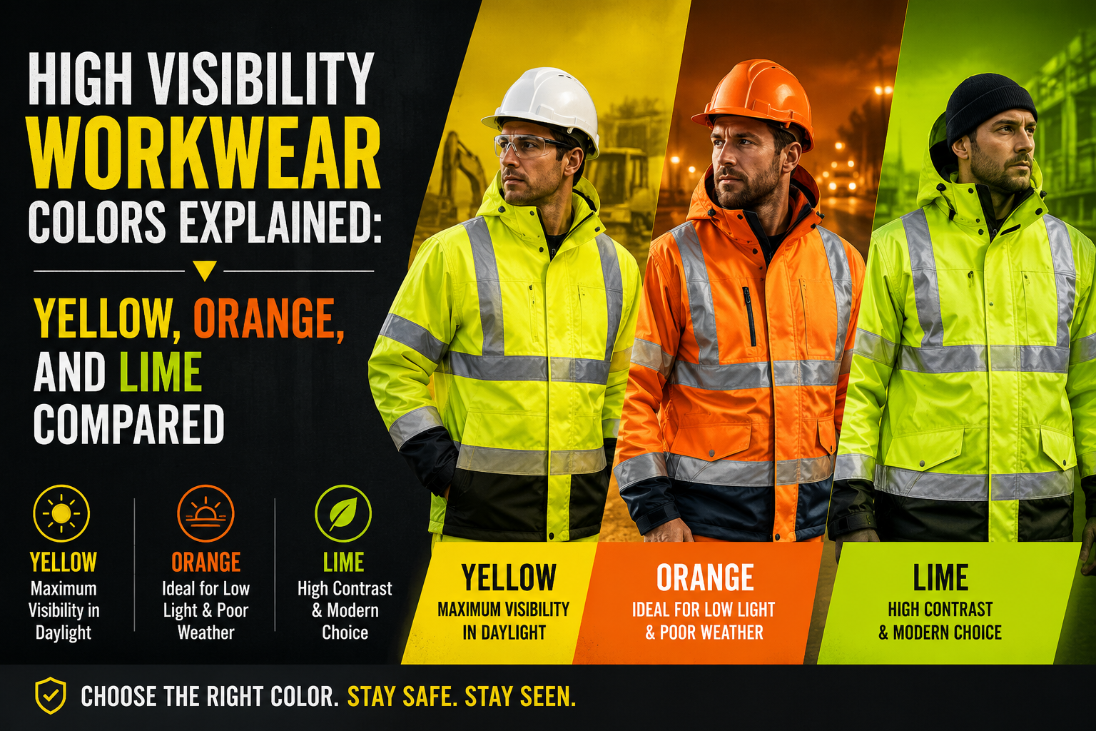 High Visibility Workwear Colors Explained: Yellow, Orange, and Lime Compared