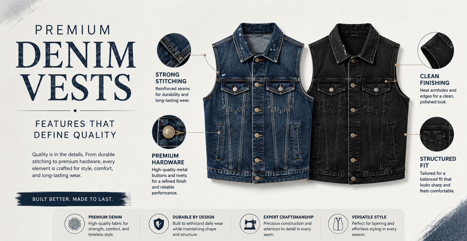 Premium Denim Vests: Features That Define Quality