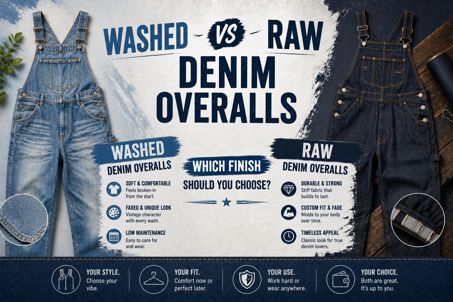 Washed vs Raw Denim Overalls: Which Finish Should You Choose?