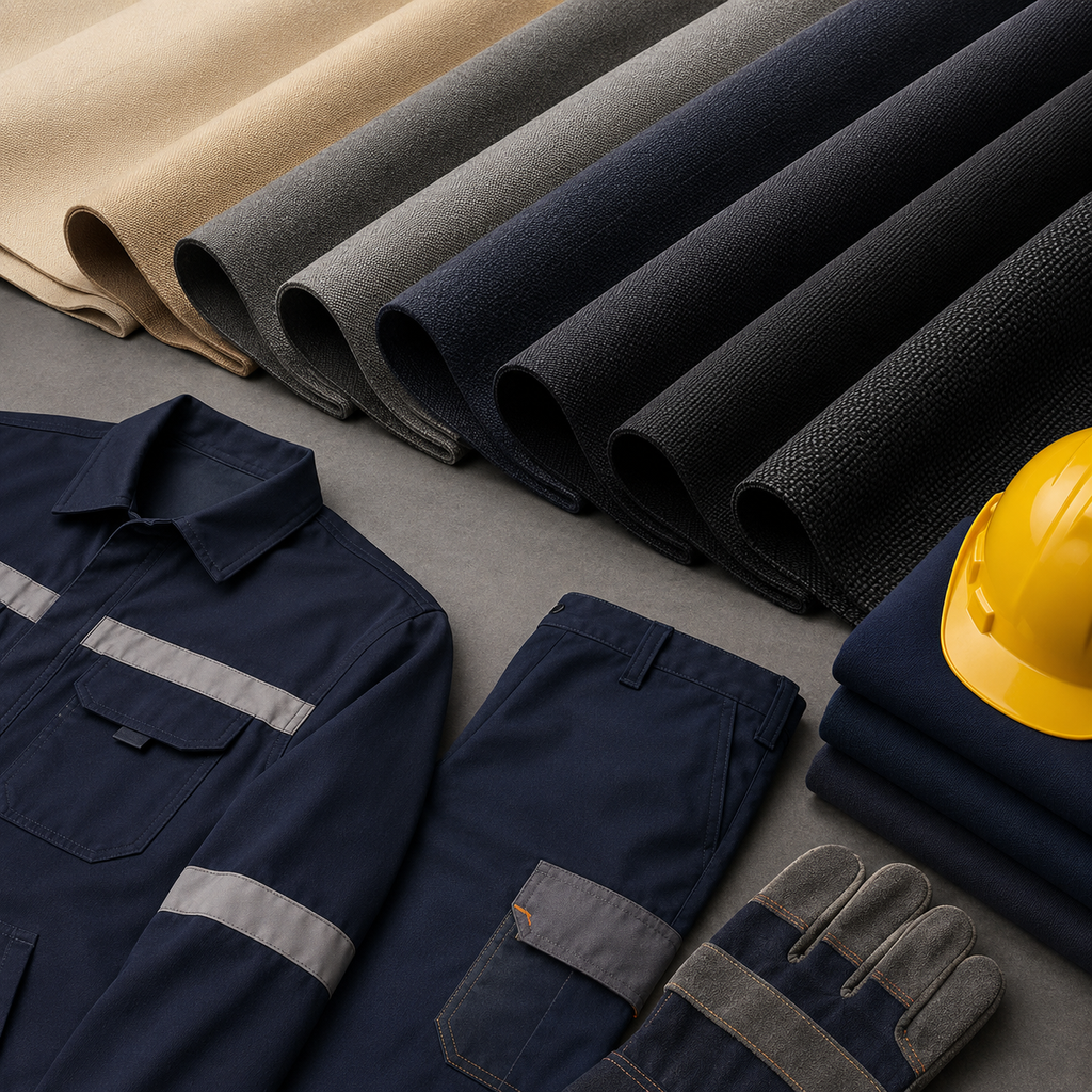 Workwear fabric samples in different GSM weights with protective work clothingGSM for Workwear Fabric: A Complete Guide to Fabric Weight