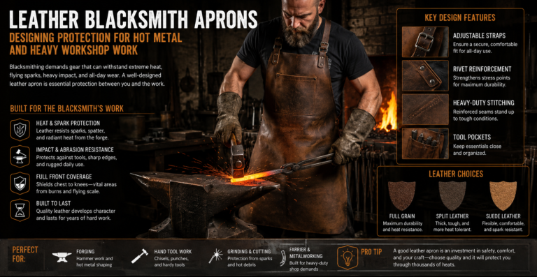 Leather Blacksmith Aprons: Designing Protection for Hot Metal and Heavy Workshop Work