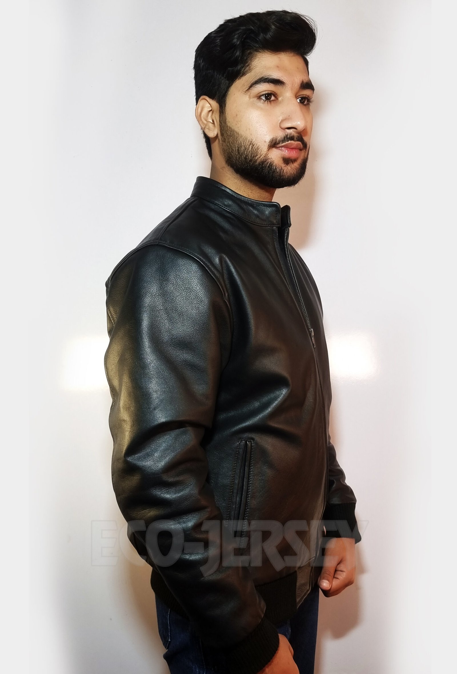Men’s black bomber jacket - right-side profile