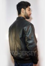 Men’s black leather bomber jacket - right-side view