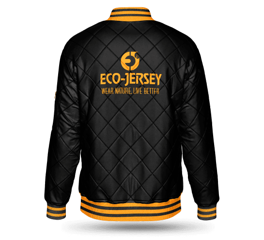 Leather vestry jacket in black and yellow color back view