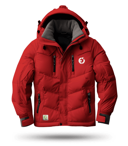 puffer jacket in red color