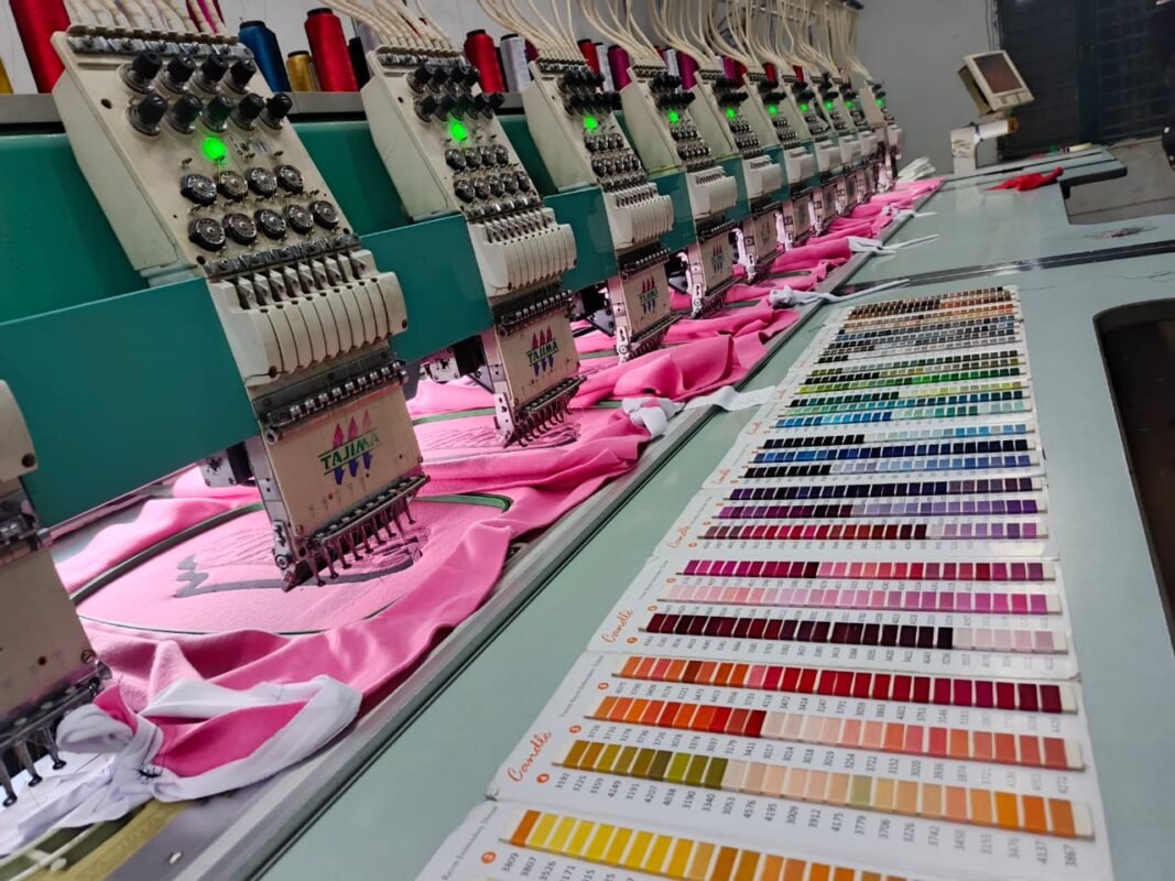 Embroidery process in the manufacturing of sportswear products and apparels