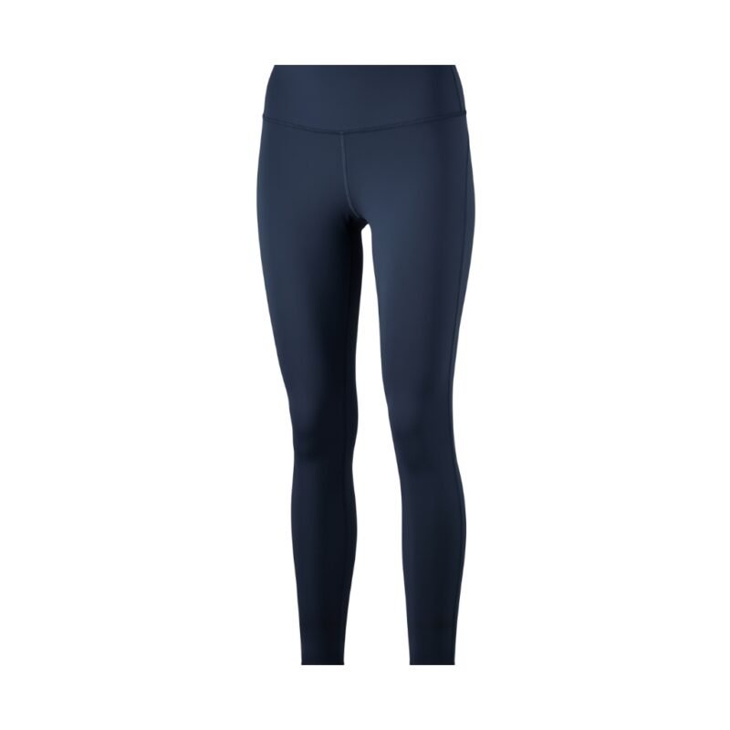 Navy blue badminton leggings worn as training tights with a fitted waistband and full-length legs.