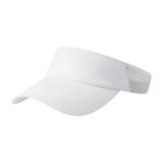 White golf visor hat with perforated band and mesh back, shown against a white background