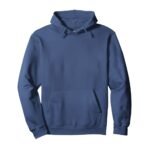 Men’s blue pullover hoodie with a drawstring hood and front kangaroo pocket.