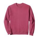 Pink men’s crewneck sweatshirt laid flat on a white background in a front view with long sleeves.