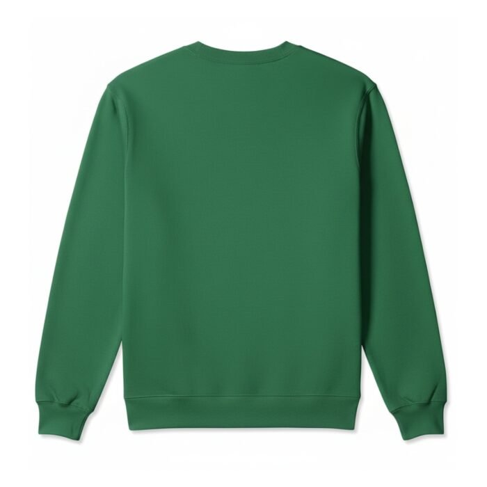 Green long-sleeve crewneck sweatshirt back view on a plain white background.