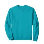 Light blue men’s crewneck sweatshirt laid flat on a white background in a front view with long sleeves.
