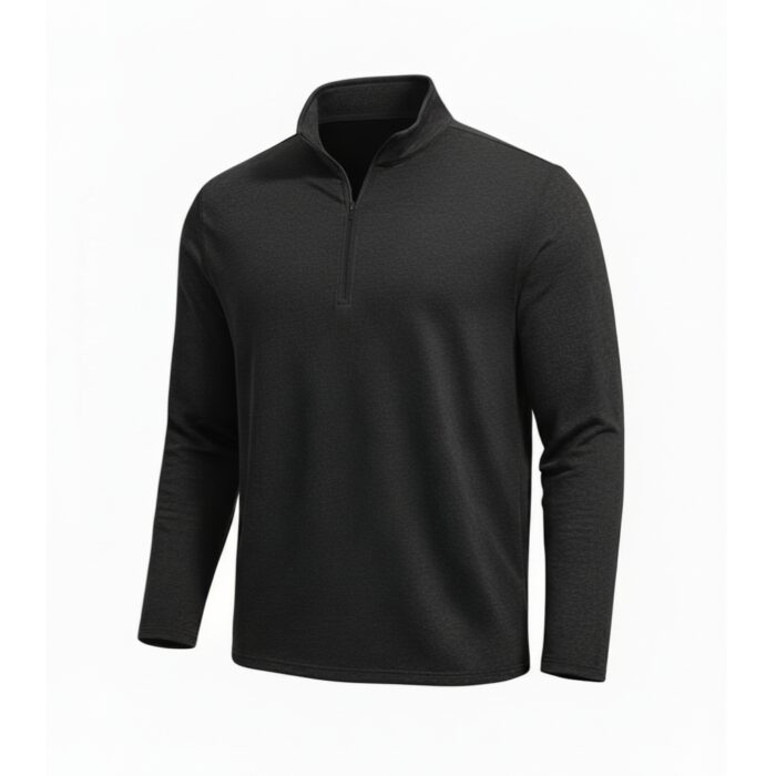 Dark gray long-sleeve golf pullover with a partial zip collar and subtle heathered texture, displayed on a white background.