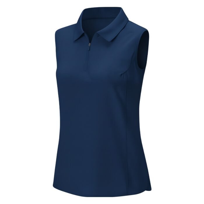 Women’s lightweight badminton vest shirt with polo-style collar and sleeveless athletic design