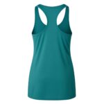 om the back on a white background. It features a racerback design with thin curved straps, a rounded neckline, textured/form-fitting fabric, and a modest-length bottom hem.