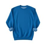 A solid-blue women's sweatshirt on a white background. The sleeves are long with cuffs folded back, showing the inner lining.
