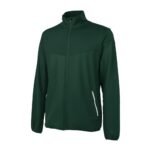 Men’s green badminton jacket with a full-zip and stand-up collar.