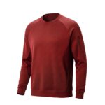 Red long-sleeved tennis sweatshirt with crew neck and raglan sleeves; small white logo of crossed tennis rackets on the chest; vertical zip pocket on the right sleeve and mesh side panels
