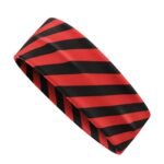 A red and black striped headband with diagonal stripes.