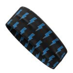 A black headband with blue lightning bolt patterns.