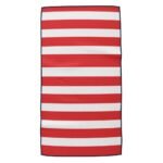 Red and white striped fabric swatch with alternating horizontal bands.