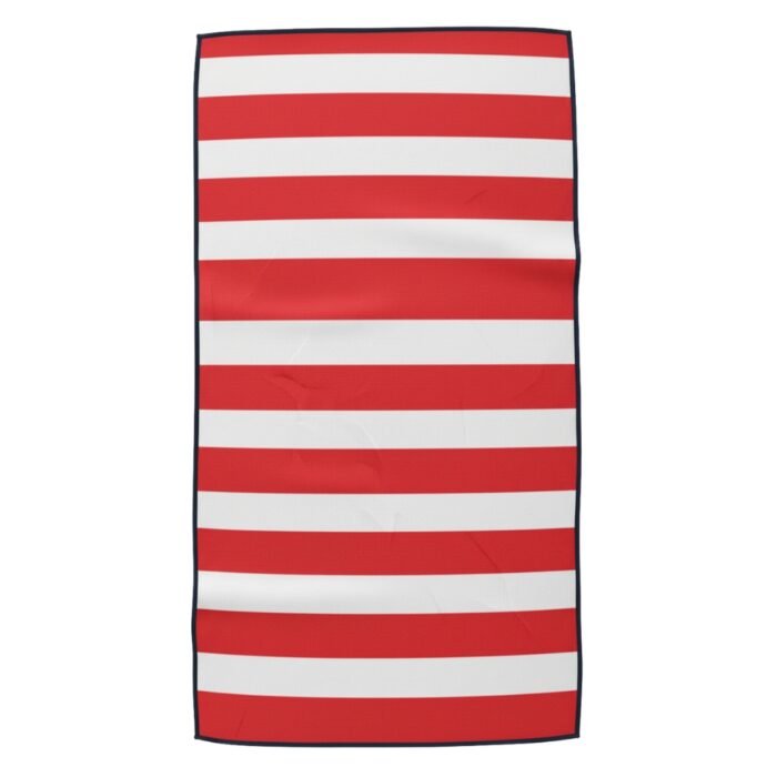 Red and white striped fabric swatch with alternating horizontal bands.